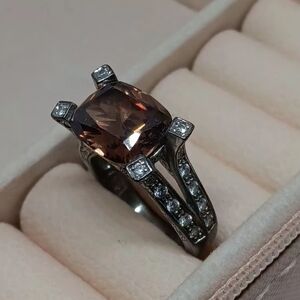Vintage Smokey Quartz .925 Sterling Silver Statement Ring Sz 6.5